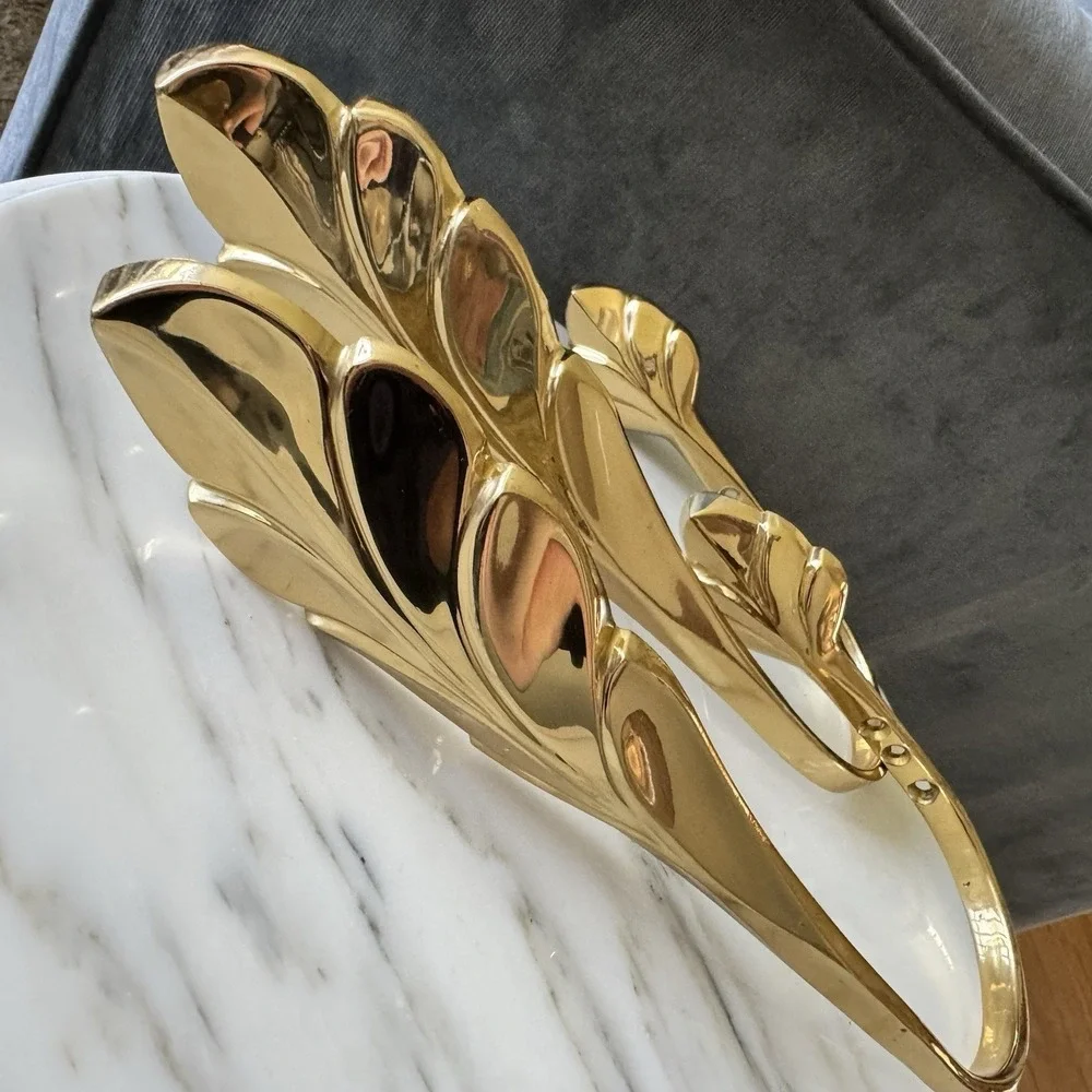 Solid Brass Leaf Design Curtain Tie Backs 11